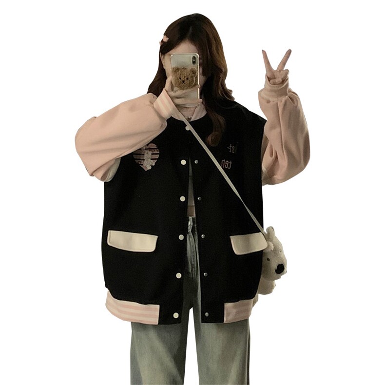 C953-P100拼色绣花2025年春秋新款复古甜心辣妹棒球服学院风外套,男装棉衣,星座911-2(原星座613-2）
