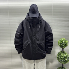 2025新款90白鸭绒工装户外连帽日系中长款羽绒服外套342-P390，男装羽绒服，钱塘708(原3018)