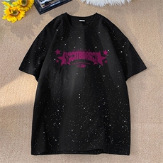 可48小时发货支持抖音得物来样二开美式满天星亮片短袖T恤MTX668，男装T恤，电商A486