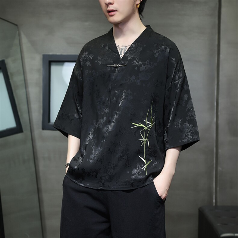 新中式提花风潮T恤短袖民族服饰刺绣汉服时尚唐装T2403-P55,男装T恤,电商A227