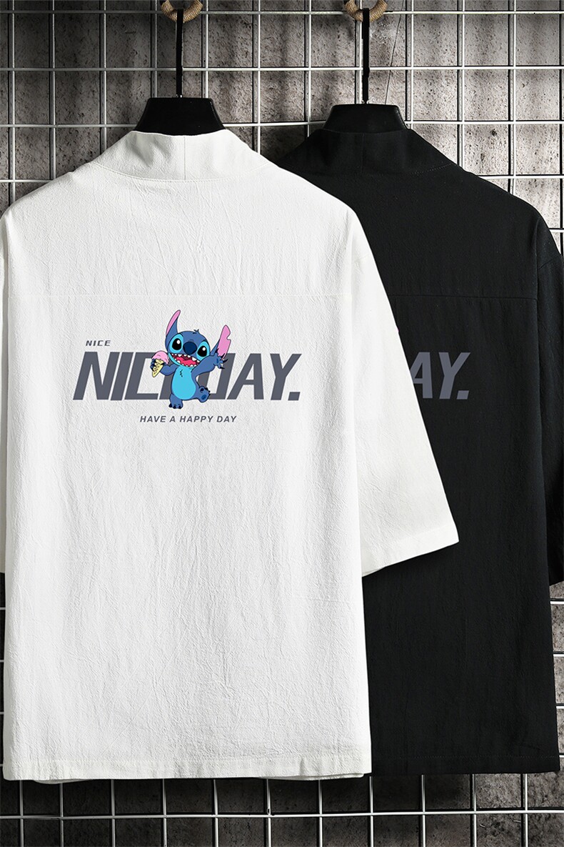 HF59173-P40风汉服男开衫外套七分袖道袍网格挂拍,男装民族服装,电商A040A