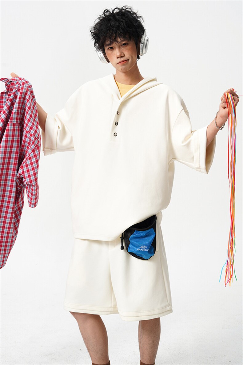 8XL-M高品质莫代尔空气层套装连帽短袖男上衣五分裤两件套TZ110,男装休闲套装,电商D206-1