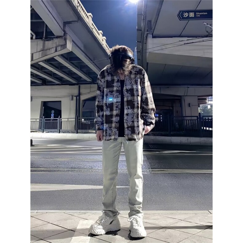 男士扎染拉链毛边衬衫ZG40P42,男装衬衫,星座1116-2
