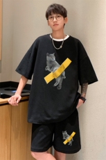 ！2025夏季新款男士华夫格短袖T恤套装学生一套HTZ95P50，男装T恤，电商B220