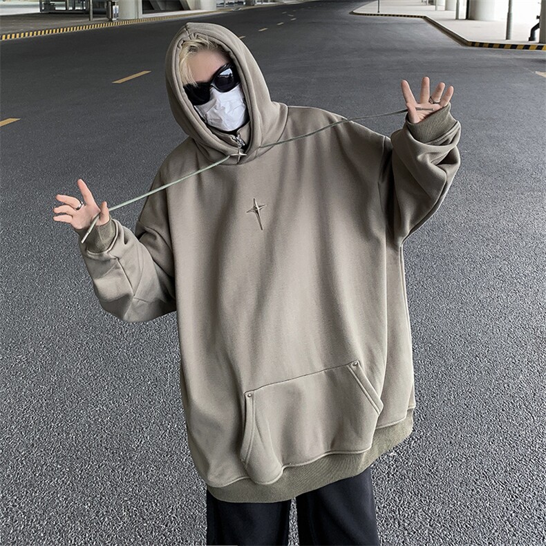 卫衣男士美式高街痞帅套头上衣潮牌宽松连帽外套EB101-P46加绒55,女装短外套,星座1008-2