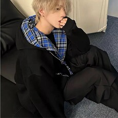 假两件格子开衫卫衣男春秋设计感初秋穿搭慵懒风开衫外套MY131，女装短外套，星座1116A（原606A-3）