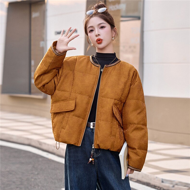 现货主推2025年冬季新款國风羽绒服外套女,女装羽绒服,曼娅璐