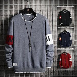 秋冬毛衣男韩版ins潮牌衣服宽松套头圆领针织百搭上衣男DF117T图片