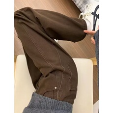 加绒加厚美式复古高街牛仔裤女保暖阔腿裤韩N07581-P43加绒P50，男装牛仔裤，星座308B-2
