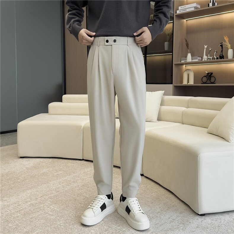 哈伦九分男裤潮牌垂感西装裤子修身小脚休闲西裤男，男装西服套装，星座410-6（原星座1304-1）