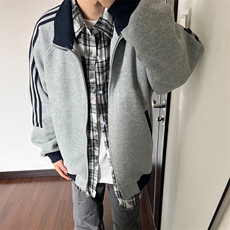 抖音得物高品质26春装美式高街重磅结构拼接织带立领卫衣外套CM42，女装短外套，电商A486