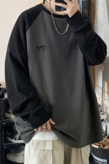 德绒刺绣DC5287-TP30控价48冬季美式潮牌打底衫男女圆领撞色卫衣，男装卫衣，电商A102-1