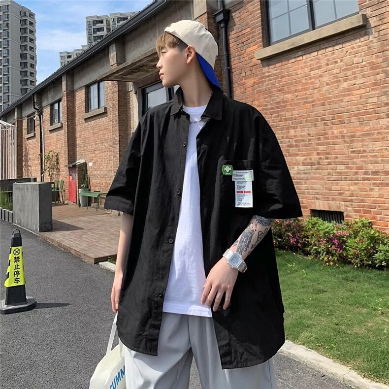 衬衫男士韩版潮流高街帅气百搭2024夏季ins宽松外套CY800-P30图片