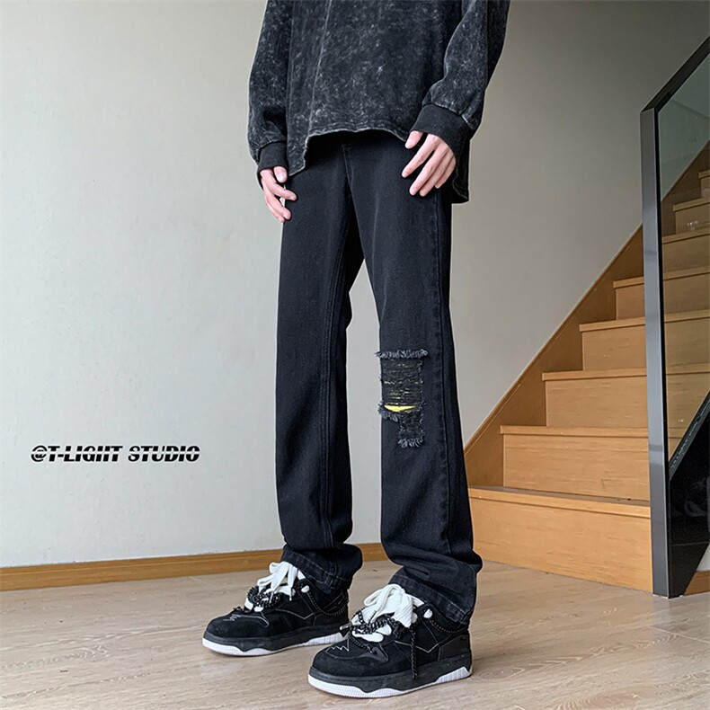 B221 美式ins高街暗黑小众百搭破洞小脚牛仔裤 LK23012-P60 控78图片