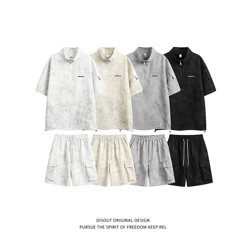 特P55无差价夏季新款时尚百搭潮流套装-HT6009日系白底，男装休闲套装，电商A003