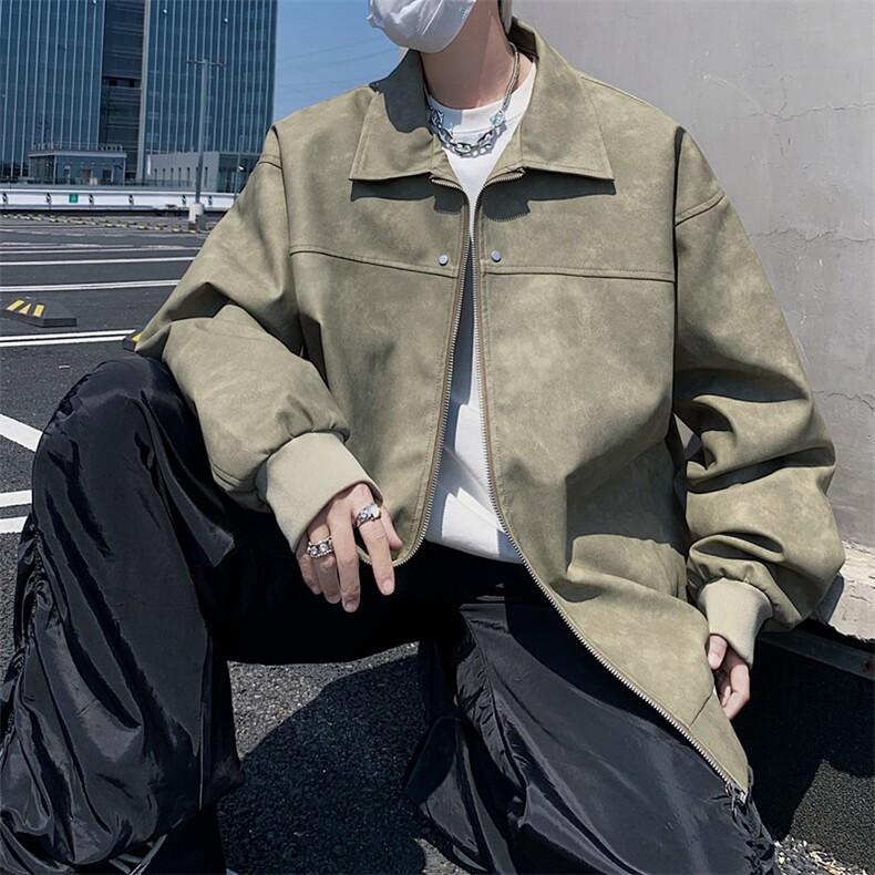 高街机动皮衣 美式潮牌皮夹克外套光板二开A406 JK1189 特P83图片