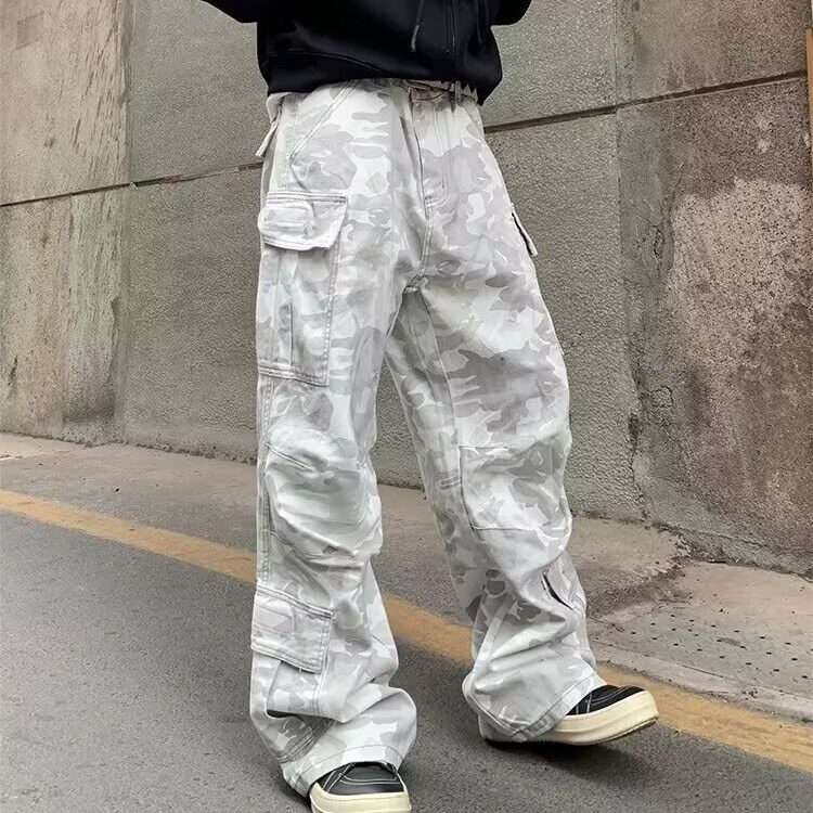 秋季迷彩多口袋工装裤男宽松复古机能高街阔腿休闲长裤L83588-P60图片