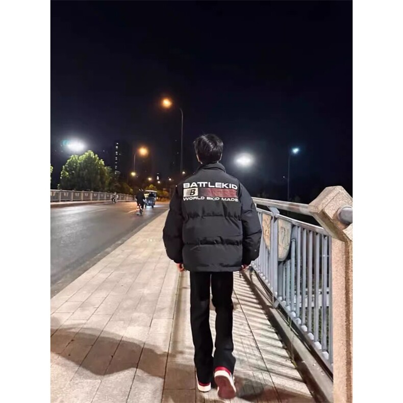 Z29-P75 美式休闲旗帜印花棉衣棉服男女加厚外套立领面包服潮图片