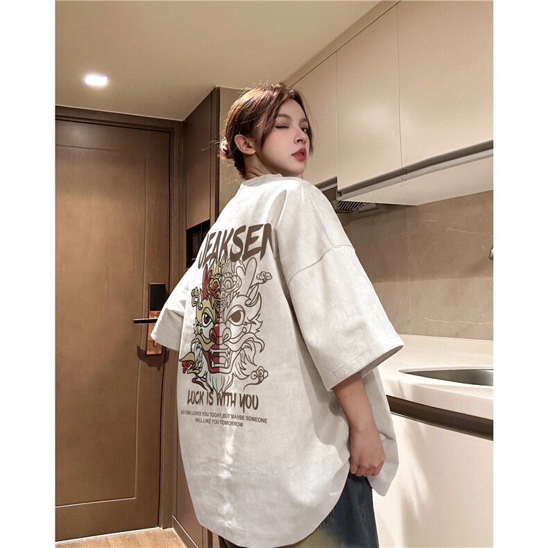 得物抖音直播麂皮绒风动漫印花宽松短袖djp325-特批23控39,男装T恤,星座605(原A050)