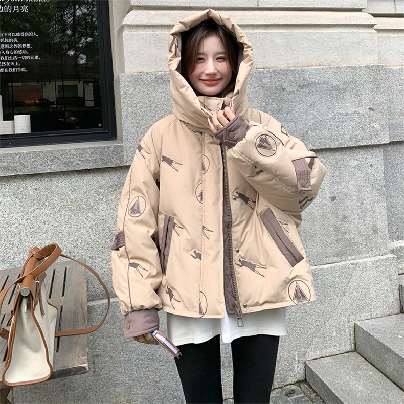 ：2026年冬装新款设计感撞色印花羽绒服2C135-6857P295K428,女装羽绒服,2C135
