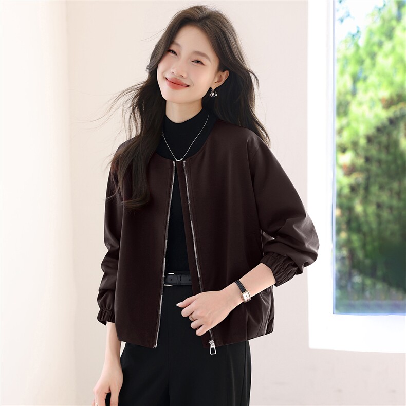 卫衣外套女2025新款秋季薄款圆领短款拉链开衫小香风中年妈妈秋装,女装短外套,涵誉