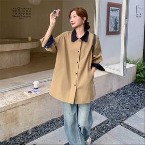 设计感撞色拼接卡其色风衣外套女春秋2025新款爆款高级感显瘦大衣图片