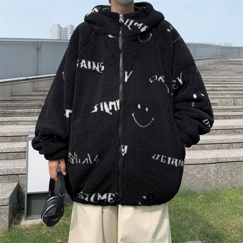 毛毛衣男韩版潮流高街字母拼色2024冬季保暖ins棉衣外套MF072-P66,男装棉衣,星座412-3