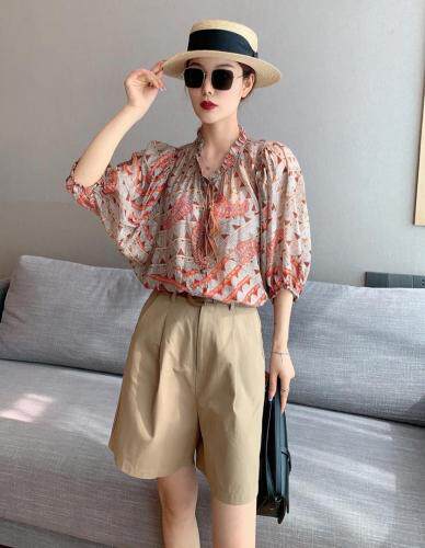 【夏季新款】印花上衣西装短裤两件套，女装西装，笑思源