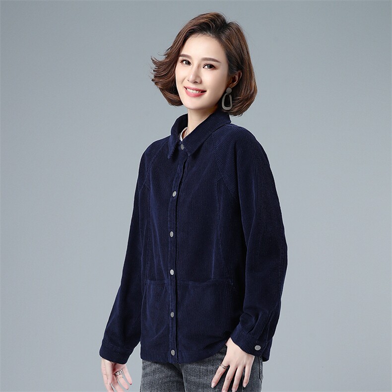 2021冬季新款灯芯绒衬衫外套长袖韩版宽松衬衣上衣潮，女装衬衫，叶笙衣