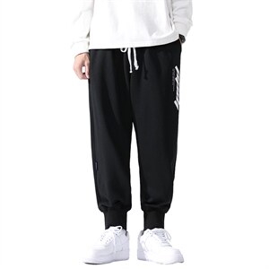 2020冬季新日系白墙大码男字母印花加绒加厚休闲卫裤K20671-P50图片