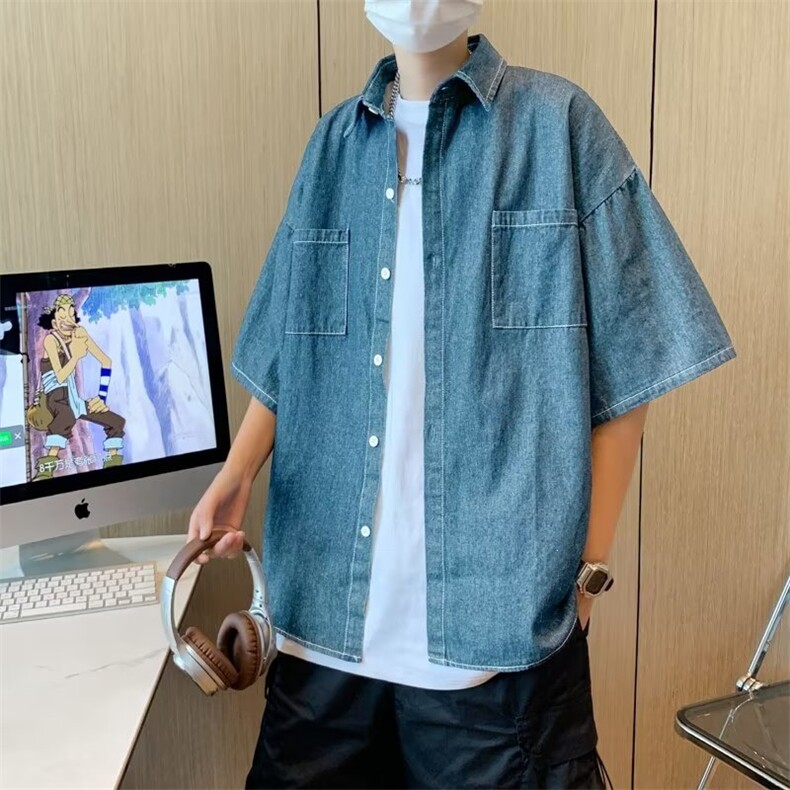 夏季新款衬衫潮流慵懒男方领衬衫AC1190P38,男装衬衫,星座1116-2