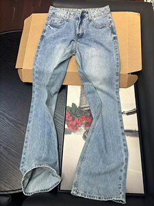对版 美式复古水洗侧边双斜褶皱纹牛仔裤宽松休闲阔腿裤NKK04 P50图片