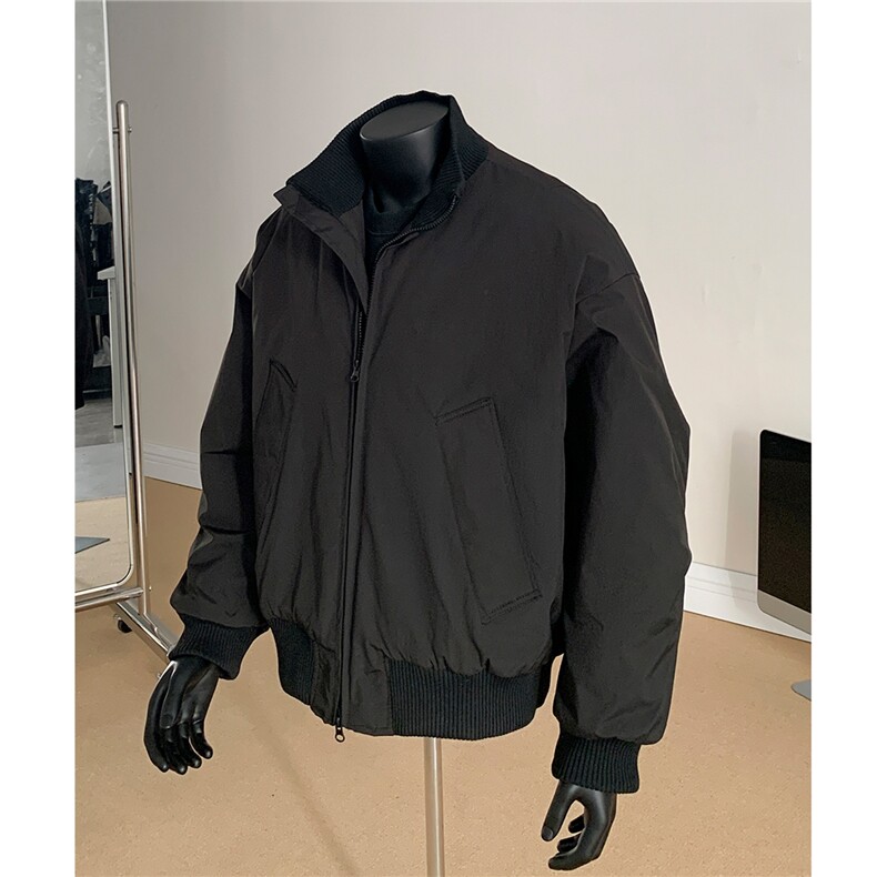 假模 现货美式立领棒球棉服飞行夹克棉衣短款外套男 H1030特P60图片