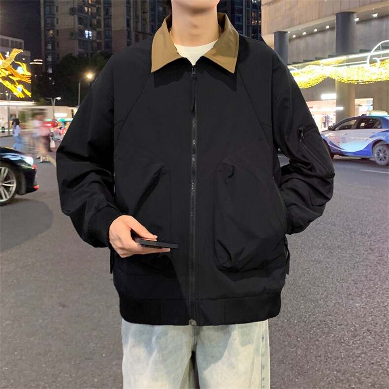 2025秋季新款现货纯色时尚翻领夹克男外套DSA157-1-J2557-P75,男装夹克,电商A157-1