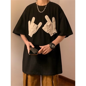 2023春夏季新款男休闲立体手套圆领短袖T恤T24P32图片