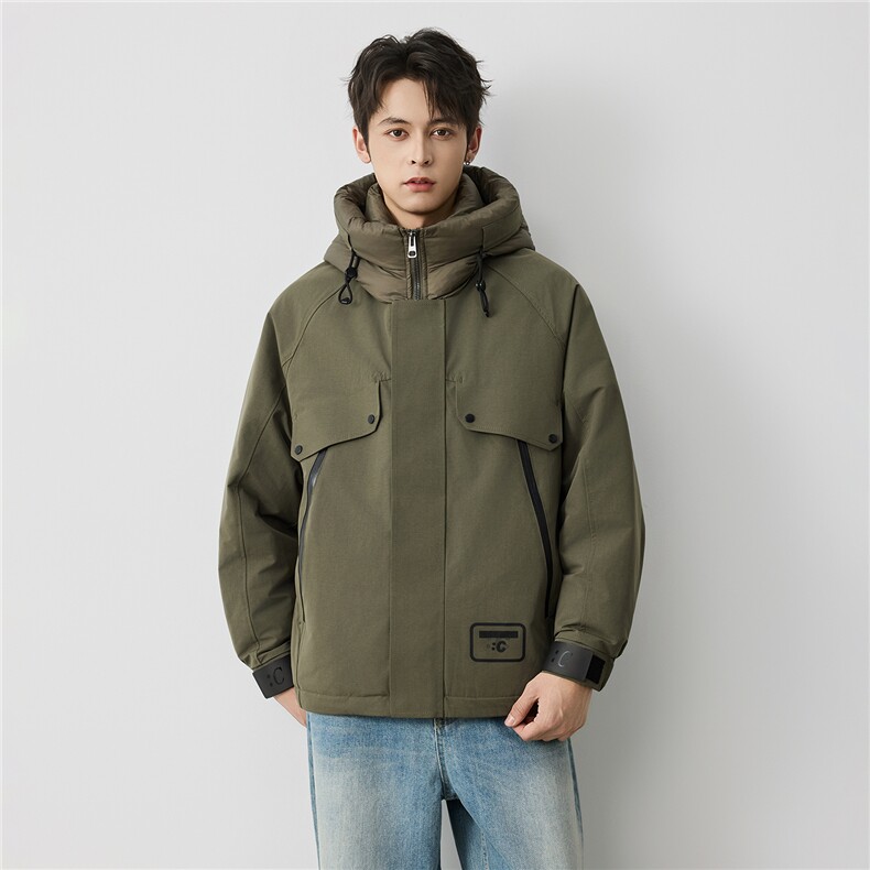 秋冬新款羽绒服男士潮牌户外复古保暖宽松连帽沖锋外套男W5928,男装羽绒服,电商D215