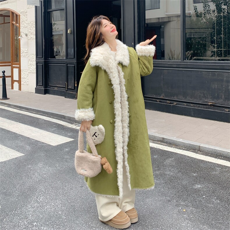 【新款】双面穿果绿色长款毛毛外套2C115-2387-P245-K368,女装棉衣/棉服,2C115