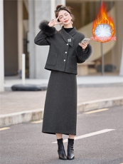 现货新中式风羽绒服女时尚2025冬季90白鸭绒套装羽绒服，女装羽绒服，众宇琦