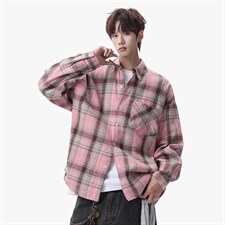 衬衫男春季新款港风宽松磨毛大码格子长袖衬衣CS606-特P28，男装衬衫，星座214-3
