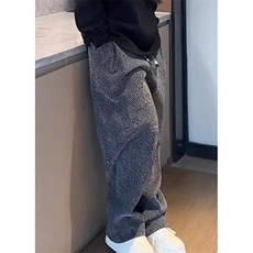 [002]斜条纹银丝阔腿休闲裤男宽松百搭直筒卫裤A079-K72-P38，男装休闲裤，电商A079