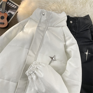 2024新款冬季潮牌加厚PU皮棉衣男高级感羽绒棉服外套 W8049-P105图片