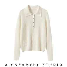 2025年秋季通勤常规镂空翻领休闲/淑女，女装羊绒衫，朝思纯山羊绒