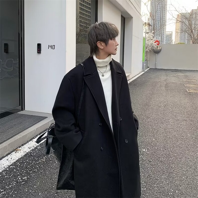 毛呢大衣男韩版潮流高街帅气2023秋冬季新款ins宽松外套W5196-P69,男装毛呢大衣,星座412-2