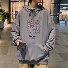 秋冬连帽套头卫衣男港风中性风大码宽松纯色厚1016-1 WYM045 P33图片