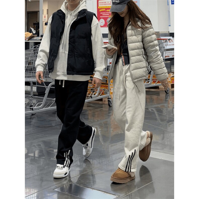 KZ23-P45三杠条纹直筒宽松卫裤运动休闲长裤男女同款重磅裤子,男装休闲裤,星座215-1