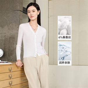 凉感简约竖坑条上衣纯色百搭开衫女薄款内搭图片