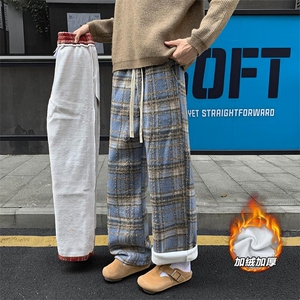 薄款改加绒冬季大码保暖毛呢休闲拖地裤男女K1987J加绒-特P30控58图片