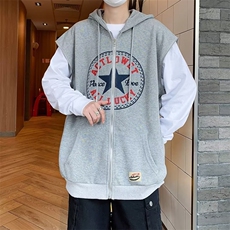 TN2100-P45设计感袖子可拆卸连帽开衫卫衣春季宽松复古帽衫外套，男装卫衣，电商C233
