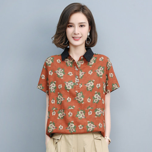 2021夏季时尚简约大方气质优雅衬衫印花,女装T恤,悦见她