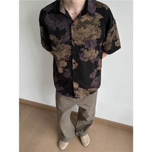 复古港风衬衫短袖凉感夏季设计感小众宽松垂感潮衬衣男CA107-P28图片